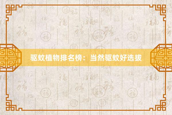 驱蚊植物排名榜：当然驱蚊好选拔